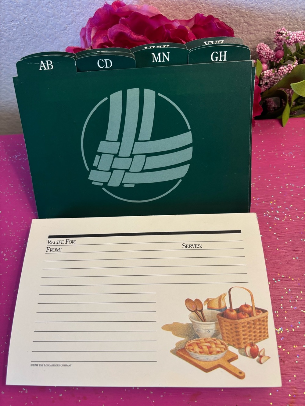 Longaberger Vintage 1994 Recipe Cards (32) and Dividers (missing EF divider)